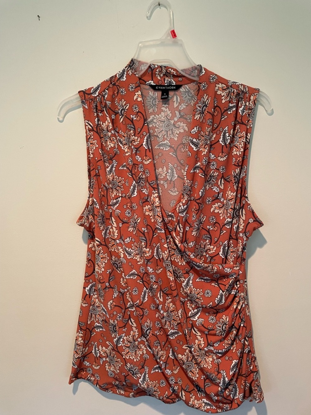 41 Hawthorn Rust Floral Draped Sleeveless blouse